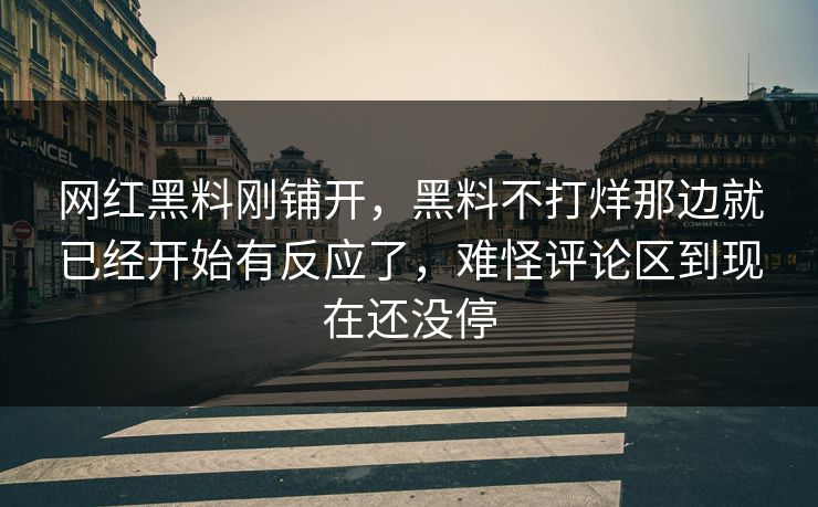 网红黑料刚铺开，黑料不打烊那边就已经开始有反应了，难怪评论区到现在还没停
