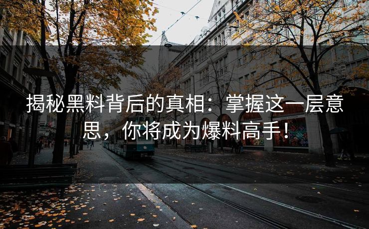 揭秘黑料背后的真相：掌握这一层意思，你将成为爆料高手！