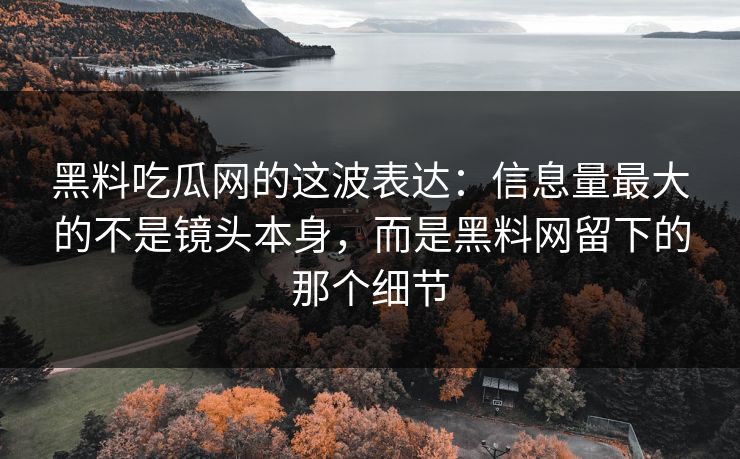 黑料吃瓜网的这波表达:信息量最大的不是镜头本身,而是黑料网留下的那个细节 黑料吃瓜网的这波表达:信息量最大的不是镜头本身,而是黑料网留下的那个细节